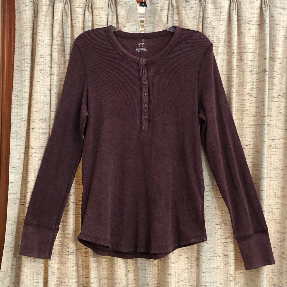 Aerie Long Sleeve Henley Thermal T-Shirt